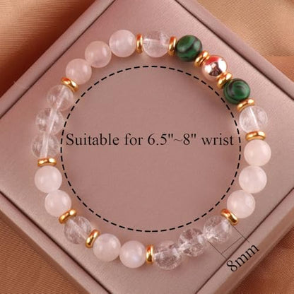 KSQS Healing Stone Bead Bracelet for Women, Natural Gemstones Balance Protection Bracelet, Spiritual Crystal Beads Bracelet Anxiety Relief with Meaning Card - color: Grief