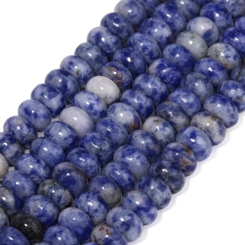 Songxi 5x8mm Natural Blue Sodalite Stone Rondelle Beads, 75PCS Spacer Round Loose Abacus Beads for Jewelry Making, Gemstone for Bracelet Necklace Earrings, Arts and Crafts - color: Blue Sodalite