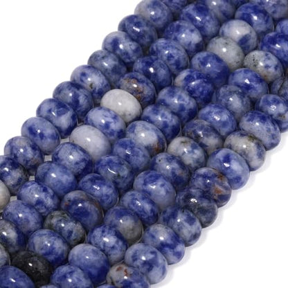 Songxi 5x8mm Natural Blue Sodalite Stone Rondelle Beads, 75PCS Spacer Round Loose Abacus Beads for Jewelry Making, Gemstone for Bracelet Necklace Earrings, Arts and Crafts - color: Blue Sodalite
