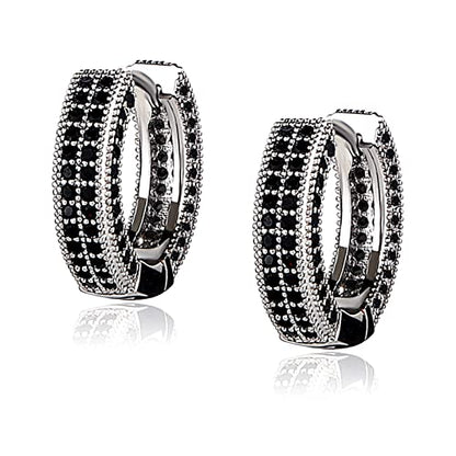 Iced Out Hoop Earrings Cubic Zirconia Huggie Cartilage Cuff Hypoallergenic 14K Gold Plated Luxury Fashion Round Circle Earrings For Men Women - color: 02 SilverBlack