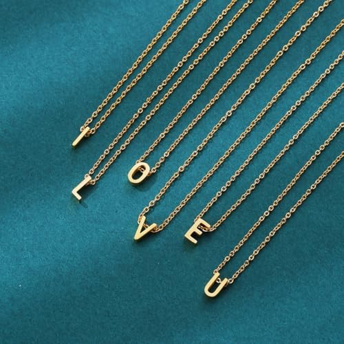 MOMOL Tiny Initial Necklace 18K Gold Plated Small Letter Necklace Personalized Name Necklace for Women - color: Gold P