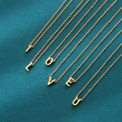 MOMOL Tiny Initial Necklace 18K Gold Plated Small Letter Necklace Personalized Name Necklace for Women - color: Gold P