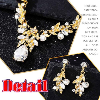 Sixexey Bridal Wedding Jewelry Set Crystal Neck Jewelry Rhinestone Wedding Prom Jewelry Accessories for Women - color: Crystal