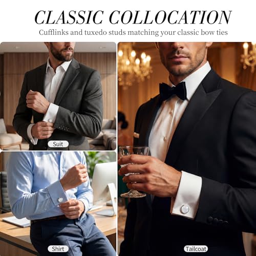 Cufflinks for Men, Stainless Steel Tuxedo Cuff Links Classic | Stainless Steel, 0.5 inch Lead-Free and Nickel-Free, groom Wedding Business Party, Gift for boyfriend Husband father - color: White