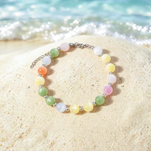 COLORFUL BLING Dopamine UV Reactive Color Changing Resin Beaded Anklet for Women Boho Starfish Seashell Turtle Dolphin Charm Foot Chain Summer Beach Vacation Jewelry - style: style 1