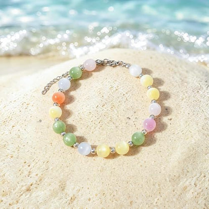 COLORFUL BLING Dopamine UV Reactive Color Changing Resin Beaded Anklet for Women Boho Starfish Seashell Turtle Dolphin Charm Foot Chain Summer Beach Vacation Jewelry - style: style 1