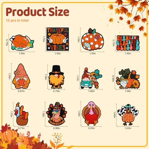 12pcs Thanksgiving Day Silicone Focal Beads for Pens | Focal Beads for Keychain Making, Pens, Bracelet,Necklace Crafts,Bulk Silicone Beads for DIY（Thanksgiving Day） - color: Thanksgiving Day
