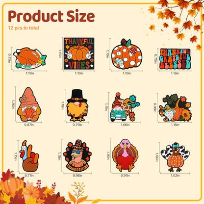 12pcs Thanksgiving Day Silicone Focal Beads for Pens | Focal Beads for Keychain Making, Pens, Bracelet,Necklace Crafts,Bulk Silicone Beads for DIY（Thanksgiving Day） - color: Thanksgiving Day