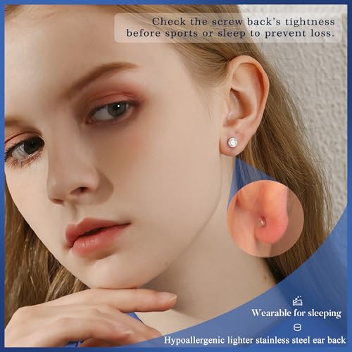Moissanite Flat Back Earrings, 0.2-2ct Lab Created Moissanite | 925 Sterling Silver, VVS1 Clarity, Screw Back, Hypoallergenic, Elegant Gift Packed, Birthday Gifts, Wearable While Sleeping - color: Round Bezel, size: 0.2ct.tw(0.1ct*2)