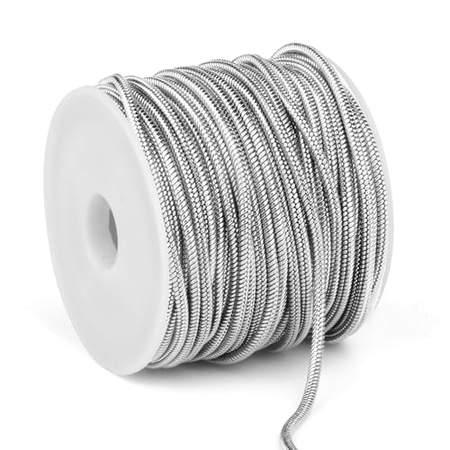 33FT 2mm Thin Stainless Steel Chains Snake Chains Bulk for Jewelry Making | Small 304 Stainless Steel Round Snake Chains Roll Spool for DIY Craft Necklace - color: 2mm Stainless Steel Round Snake Chains