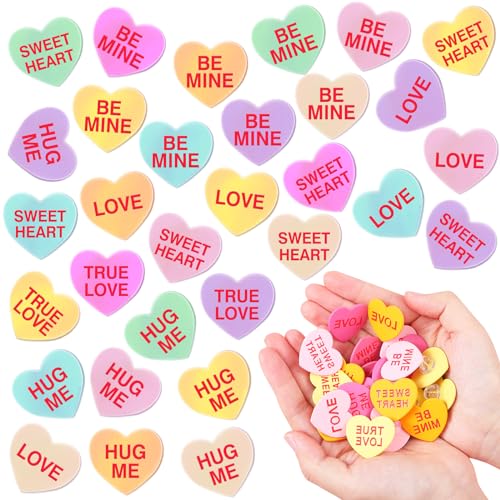 Giegxin 40 Pcs Valentine's Day Conversation Heart Pins for Women Love Candy Pins Romantic Words Lapel Brooch Backpacks for Jackets Bags Hats Valentines Day Accessories Gifts - style: Elegant