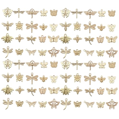 WOCRAFT 60pcs KC Gold Butterfly Bracelet Charms for Jewelry Making Sets DIY Necklace Bracelet Keychain Crafting Charms Kit Craft Supplies (SN848) - color: KC Gold, size: Butterfly Charms