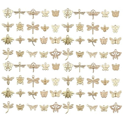WOCRAFT 60pcs KC Gold Butterfly Bracelet Charms for Jewelry Making Sets DIY Necklace Bracelet Keychain Crafting Charms Kit Craft Supplies (SN848) - color: KC Gold, size: Butterfly Charms