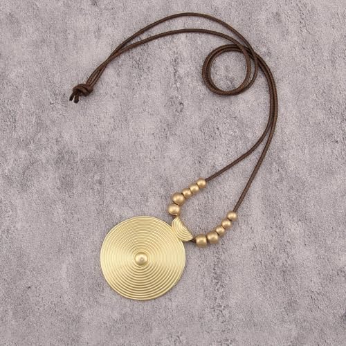 Bohemian Necklaces for Women Long Leather Necklace with Large Pendant Chunky Boho Hippie Jewelry Pendant Chocker Necklace - style: Bohemian Style Necklace