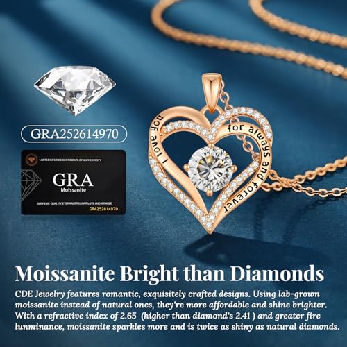 CDE S925 Silver Engraved Forever Love Heart Birthstone Necklaces for Women | 5A CZ,Hypoallergenic,Nickel-Free & Lead-Free Pendant,Anniversary Christmas Wedding Birthday Gift for Wife Girlfriend - color: 04-Apr, style: Rose Gold Plated