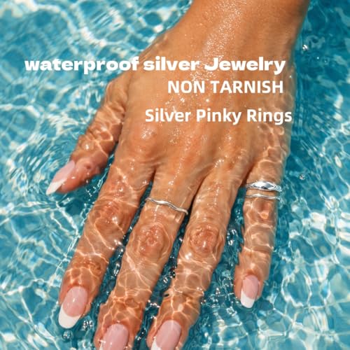 Gold Rings for Women Men Non Tarnish, Waterproof Chunky 14K Gold Plated Dainty Stackable Rings Trendy Statement Pinky Thumb Rings Engagement Eternity Wedding Band Ring Stacking Gold Jewelry Size 3 4 5 6 7 8 9 10 11 - color: Silver, size: 6