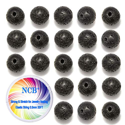NCB 200pcs 4mm Beads Natural Semi Precious Beads Round Smooth Gemstones Loose Spacer Beads Charms for Necklaces Bracelets Jewelry Making (Black Volcanic Lava, 4mm 200Beads) - color: Black Volcanic Lava, size: 4mm 200Beads