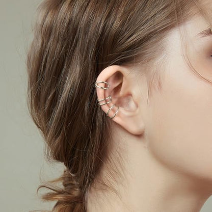 SEVENWELL Ear Cuffs for Women, Adjustable Non Piercing Cartilage Earrings | Adjustable Fit, Lightweight Comfort, Stackable Style, Sensitive-Ear Friendly, Daily & Party Wear - color: Style B-Silver-3 pcs