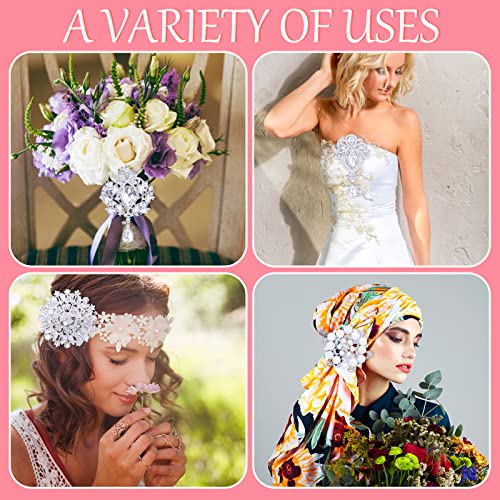 Rhinestone Brooches Crystal Brooch Pins, Pearl Crystal Wedding Bouquet kit Set - color: Silver-Classic Kit-6pcs