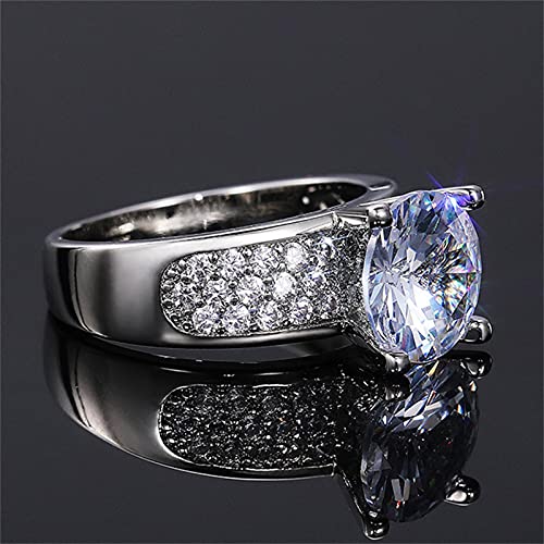925 Sterling Silver Shiny Gem Ring Cubic Zirconia Rings CZ Diamond Multi Row Ring Eternity Engagement Wedding Band Ring for Women (US Code 8) - size: US Code 8