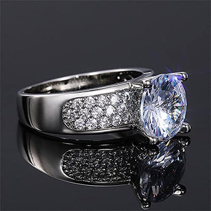 925 Sterling Silver Shiny Gem Ring Cubic Zirconia Rings CZ Diamond Multi Row Ring Eternity Engagement Wedding Band Ring for Women (US Code 8) - size: US Code 8