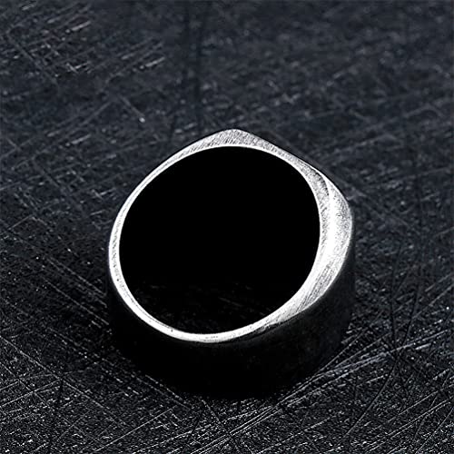 HIJONES Mens Stainless Steel Signet Ring Matte Brushed Square | Simple Statement ,Wedding Band,Polished Round - color: Square-Ancient Silver