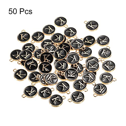 MECCANIXITY Alphabet Letter Charm Double Sided Alphabet Pendant, for Earring Jewelry Making - style: K