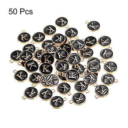MECCANIXITY Alphabet Letter Charm Double Sided Alphabet Pendant, for Earring Jewelry Making - style: K