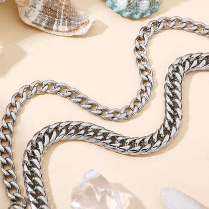 2PCS Ankle Bracelets for Women - Gold/Silver Plated Stainless Steel Anklets Set - Waterproof Layered Cuban Link Chain Anklet Bracelet Summer Beach Foot Jewelry Gifts for Women - color: Style 2-Silver