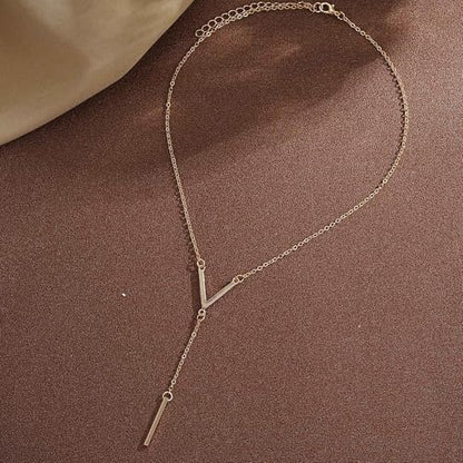 Gold Bar Y Necklace for Women Vertical Drop Lariat Necklace Vintage V-Shape Long Bar Pendant Y-Necklace Tassel Sweater Chain Fashion Gifts Jewelry