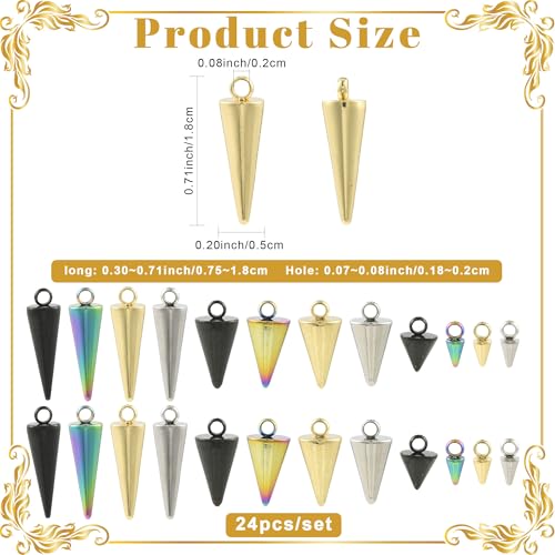 8-64Pcs Silver Goldern Color Heart Pendants Charms 10 Styles Heart Stainless Steel Metal Charms for Jewelry Making Crafting Necklaces Bracelets Earrings Keychains Birthday Gift - color: ConeA-24 pcs