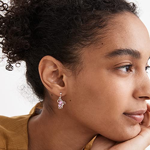 Butterfly Heart Necklace Birthstone Pendant Necklace Earrings Bracelet Women 925 Sterling Silver Animal Butterflies Birthstone Pendant Crystal Birthday Jewelry Wedding Gift - color: J.October-earrings