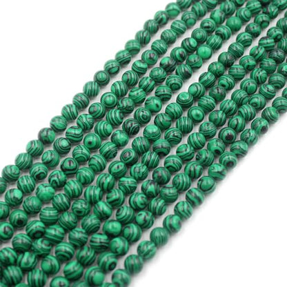 Natural Stone&925 Sterling Silver/18K Gold Anklet,│4MM│9-12 in│, Hand Woven, Adjustable Size - color: Malachite,4MM
