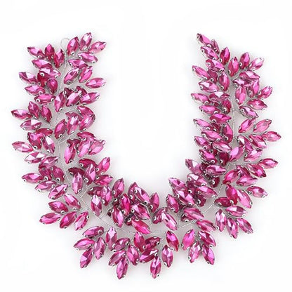 Missgrace Women Silver Green Black Red Blue Handmade Full Crystal Rhinestone Large Headband Hair Vine Shinny Headpiece Bridal Wedding Hair Accessories for Women (Rose Red) - color: Rose Red