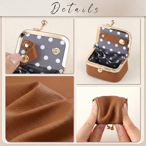 Zivyes Mini Jewelry Box Travel Small Coin Purse Organizer Case Genuine Leather Tiny Size (Caramel) - color: Caramel