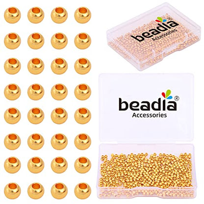 18K Gold Plated Round Spacer Beads 2.5mm 500pcs for Jewelry Making Findings Non Tarnish - color: 18K Gold, size: 2.5mm