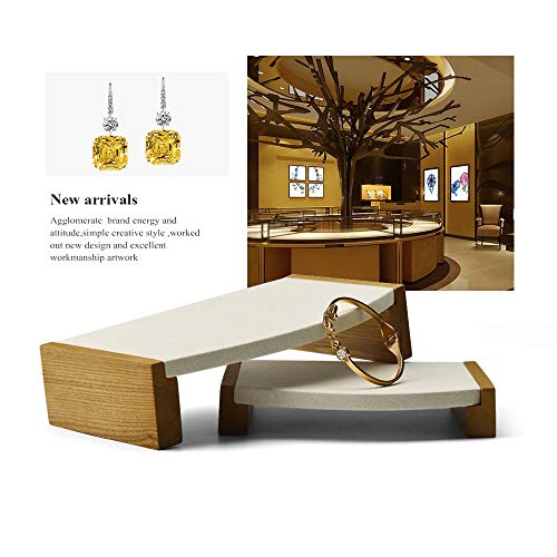 Oirlv Wood Jewelry Display Stand Showcase/Trade Show Necklace Bracelet Holder(Creamy-white 2 Pcs Seat Display Stand) - color: Creamy-white 2 Pcs Seat Display Stand