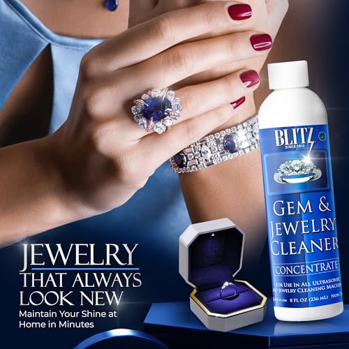Blitz Gem & Jewelry Cleaner Concentrate for Ultrasonic Machines 8 oz 2 Pack | Liquid Concentrate for Gold, Silver, Platinum Jewelry Cleans Non-Porous & Precious Stones. - size: 8 Ounce (Pack of 2)