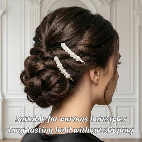 10pcs Pearl Hair Clips Large Snap Pins Barrettes for Women Cute Pearl Hair Accessories for Party Wedding Daily Styling