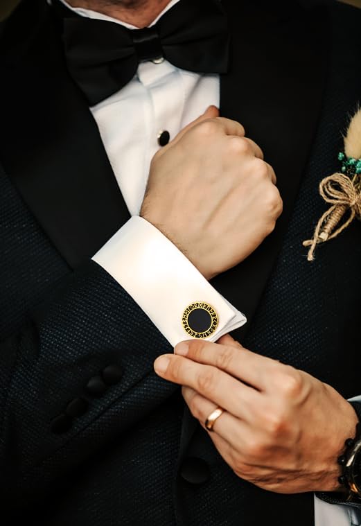 Cufflinks for Men Delicate Stainless Steel Wedding Business Cufflinks Gifts for Groom Husband French Shirt Accessories - style: Viking Symbol-Gold