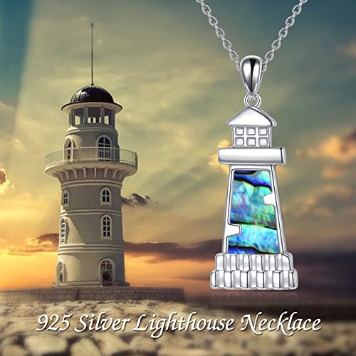 ONEFINITY Lighthouse Necklace for Women Sterling Silver Lighthouse Pendant Necklace Birthday Jewelry Gift for Women - color: Abalone shell