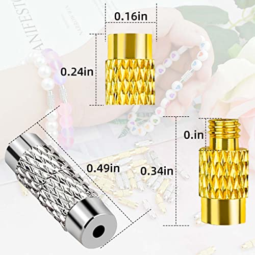 50 Pcs Brass Screw Twist Clasps for Jewelry Making - Barrel Clasp, Cord End Caps for DIY Bracelet and Necklace - Brass Barrel Tube Fastener, Jewelry End Tip Sets, Craft Supplies, Waist Beads