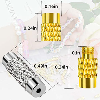 50 Pcs Brass Screw Twist Clasps for Jewelry Making - Barrel Clasp, Cord End Caps for DIY Bracelet and Necklace - Brass Barrel Tube Fastener, Jewelry End Tip Sets, Craft Supplies, Waist Beads