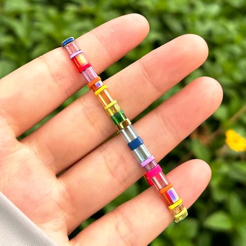 Candy Colorful Tila Flat Beads Bracelets for Women Trendy Unique Friendship Handmade Stackable Christmas Jewelry Gifts - color: glassy