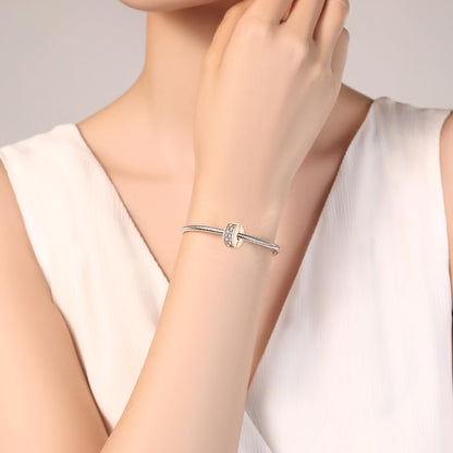 925 Sterling Silver Openable Clip Spacer Bead Fits Pandora Bracelet | Hypoallergenic Clip Stopper Charm, Star Clover Butterfly Floral Mom Heart Paved Zircon Gift for DIY Charm Bracelet Jewelry - color: Rose Gold Paved Zircon