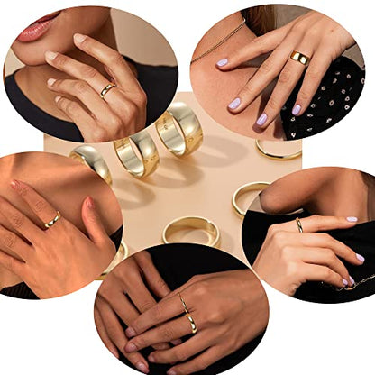LOYALLOOK 8Pcs Gold Rings Stainless Steel Stacking Rings for Women Statement Bands Plain Finger Ring Thumb Pointer Ring Stackable Thin Gold Ring Set Comfort Fit Size 5 to 10 - style: Style B