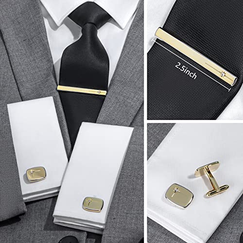 HAWSON 1.5/2inch Tie Clip for Men, Novelty Tie Clip for Men and Boys, Cufflinks and Tie Clip Set for Men - color: D-Gold Crack