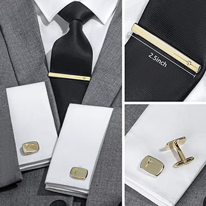 HAWSON 1.5/2inch Tie Clip for Men, Novelty Tie Clip for Men and Boys, Cufflinks and Tie Clip Set for Men - color: D-Gold Crack