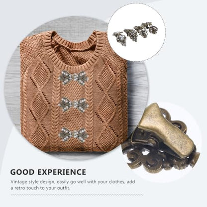 Beaupretty 4pcs Vintage Alloy Sweater Clips Retro Cardigan Pins with Smooth Surface and Sturdy Design, Shawl Collar Clasps for Weddings and Anniversaries