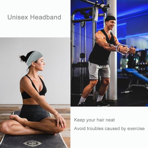 YONUF Fashion Headbands For Women Wide Headband Yoga Workout Head Bands Hair Accessories Band Black White Gray 6 Pack - color: Black/White/Gray
